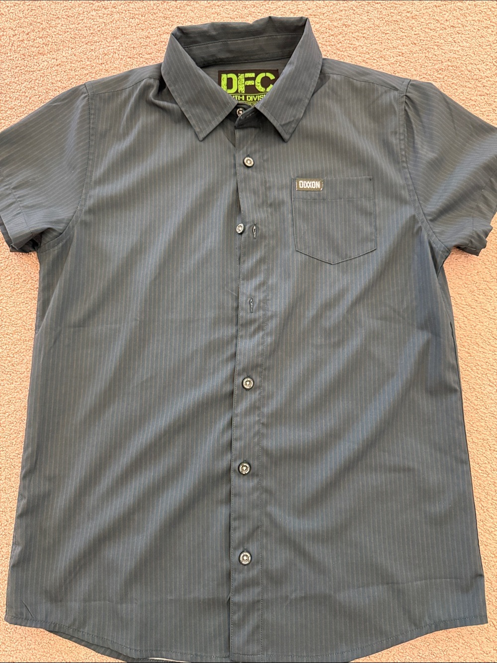 DIXXON Short Sleeve Pinstripe Button-Down Shirt - youth large